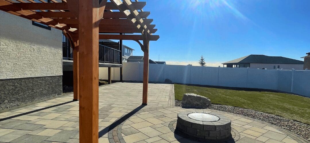 Backyard patio with fire pit