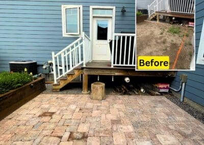 Driveway with Roman paver design and landscaping